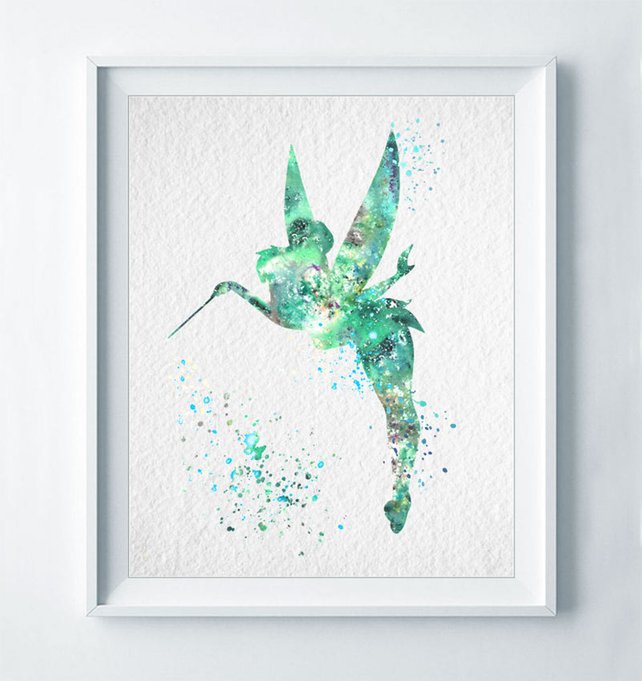 642x681 Tinkerbell Watercolor Print Tinker Bell Disney Poster Nursery Etsy