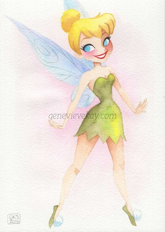 570x798 Tinkerbell Watercolor Postcard Print