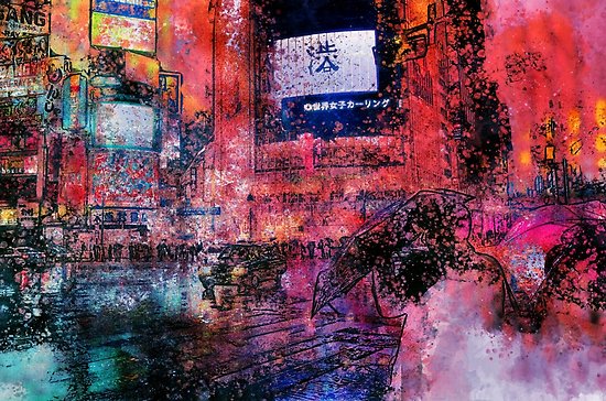 550x364 Retro Watercolor Tokyo