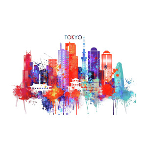 300x300 Tokyo Watercolor Painting By Dim Dom