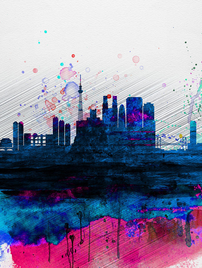 677x900 Tokyo Watercolor Skyline 2 Painting By Naxart Studio