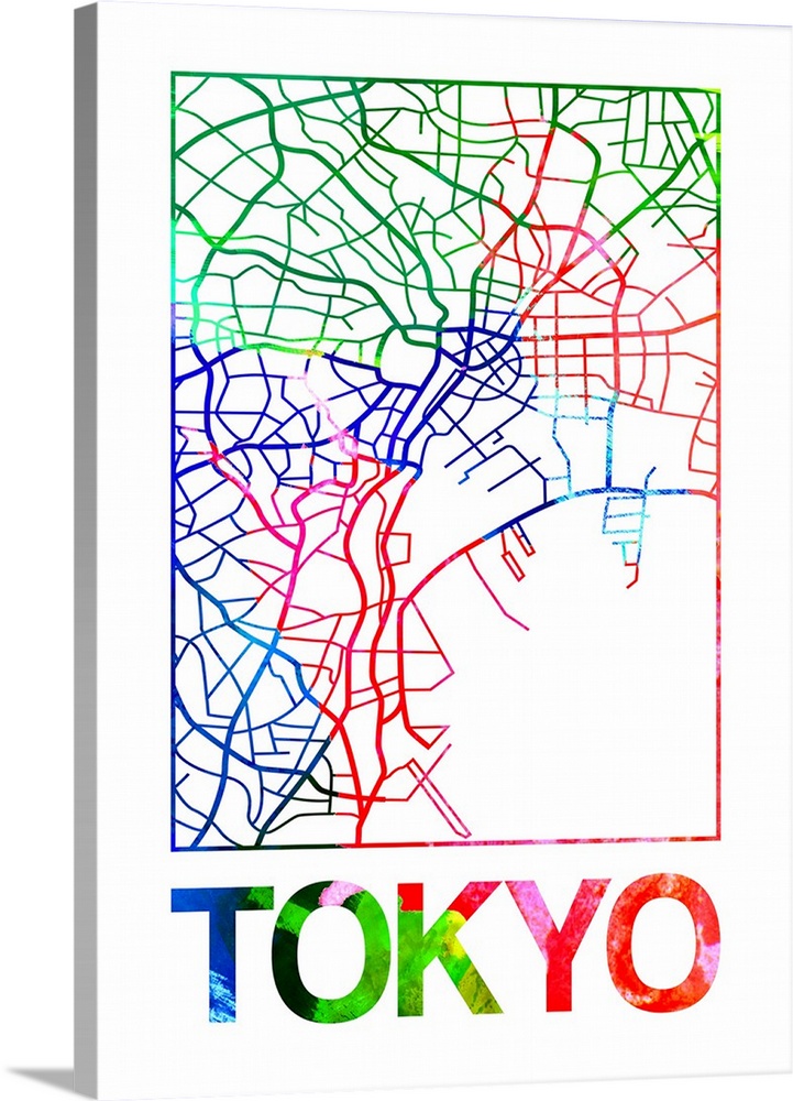 721x1000 Tokyo Watercolor Street Map Wall Art, Canvas Prints, Framed Prints