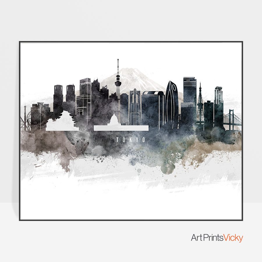 900x900 Tokyo Art Poster Watercolor Artprintsvicky