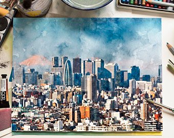 340x270 Tokyo Watercolor Etsy