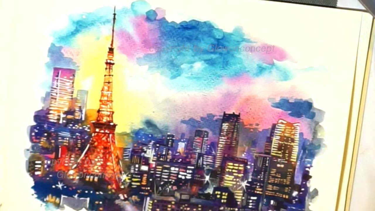 1280x720 Glowonconcept Art Ep.2 Dreamy Tokyo Watercolour Painting Step By