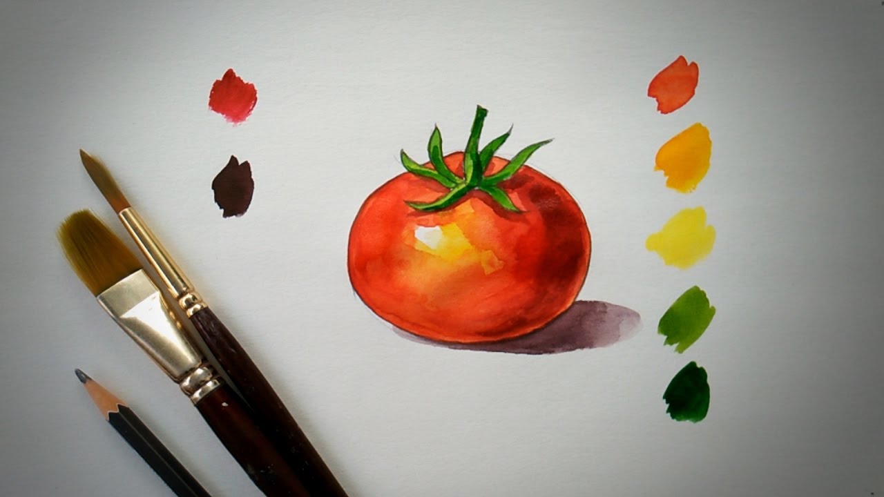 1280x720 How To Paint Tomato For Beginners Simple Water Color