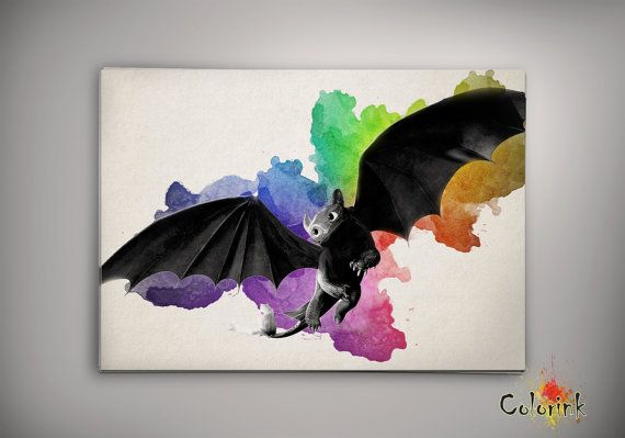 570x399 How To Train Your Dragon Toothless Watercolor Illustrations Art