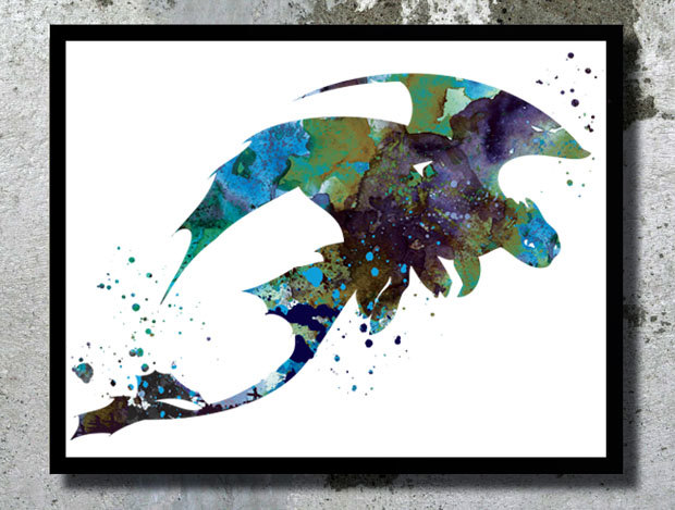620x469 How To Train Your Dragon Watercolor Art Print Toothless
