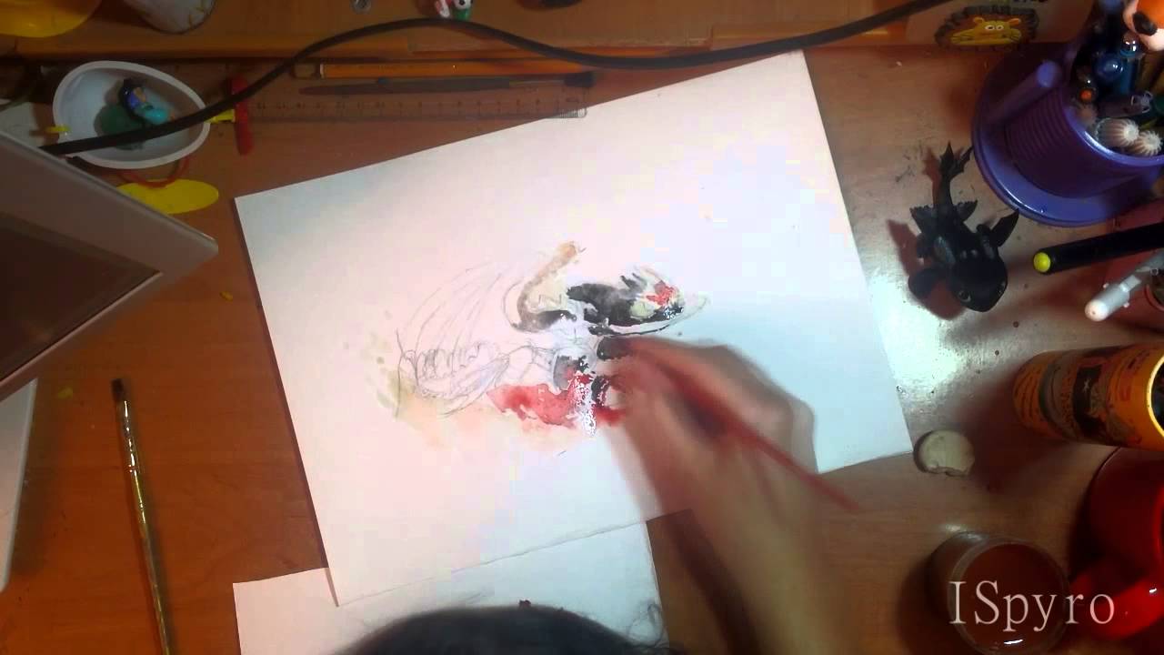 1280x720 Speed Draw] Toothless Watercolor