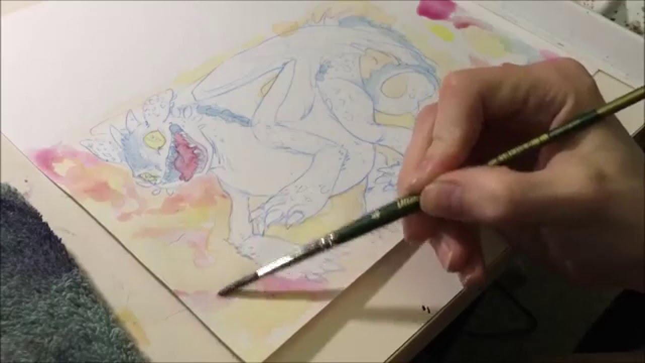 1280x720 Toothless Watercolor Painting Process