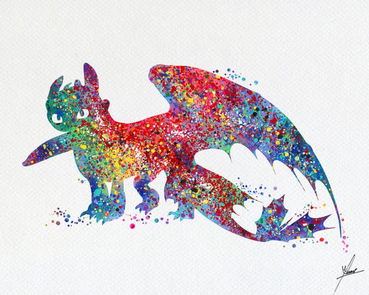 720x576 Toothless Fury How To Train Your Dragon Inspired Watercolor Art