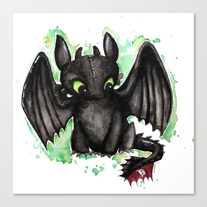 700x700 Toothless Watercolor Canvas Print By Ferntasticart Society6