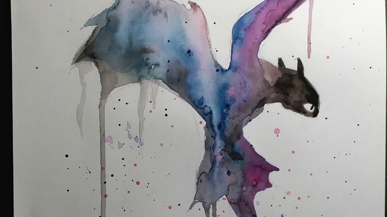 1280x720 Toothless Drawing Watercolor Fan Art (How To Train Your Dragon
