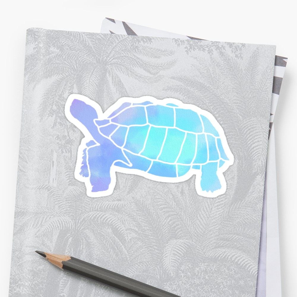 1000x1000 Sulcata Tortoise Silhouette (Watercolor Canvas) Stickers By