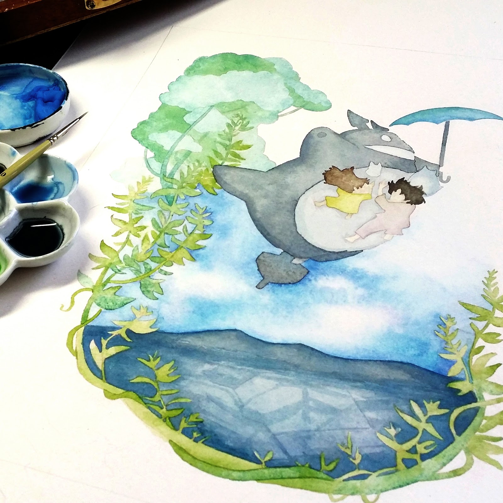 1600x1600 Tiffany England Illustrations My Neighbor Totoro Watercolor