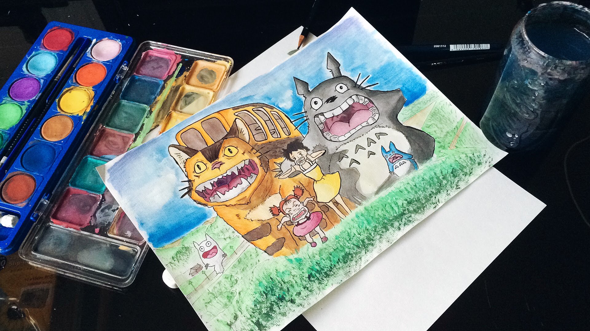 1920x1080 Totoro Watercolor Painting