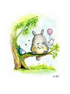 225x300 Totoro Watercolor Print Ben Byrd Art