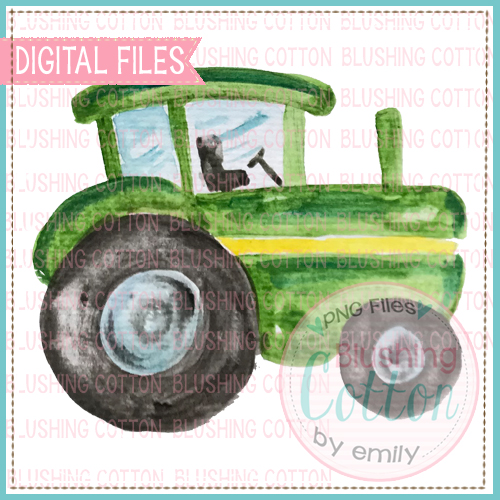 500x500 All Designs Green Tractor Watercolor Art