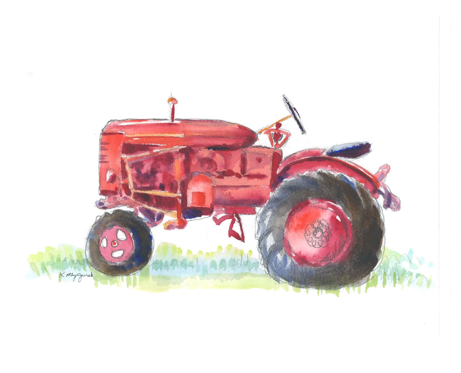 1500x1214 Red Farm Tractor Print Farmhouse Decor Rustic Farm Tractor Print