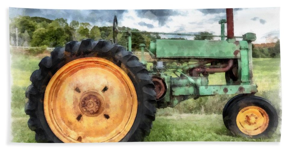967x500 Vintage John Deere Tractor Watercolor Beach Sheet For Sale By