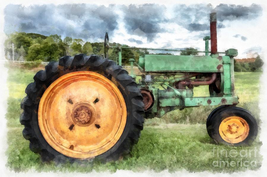 900x598 Vintage John Deere Tractor Watercolor Painting By Edward Fielding