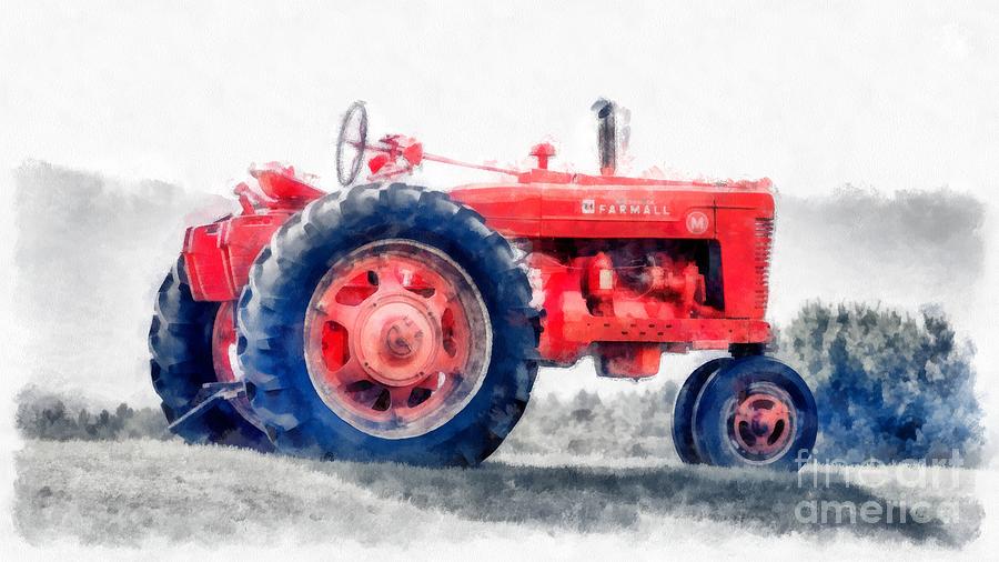 900x506 Vintage Tractor Watercolor Painting By Edward Fielding
