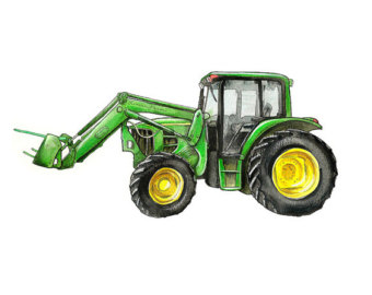 340x270 Watercolor Tractor Etsy