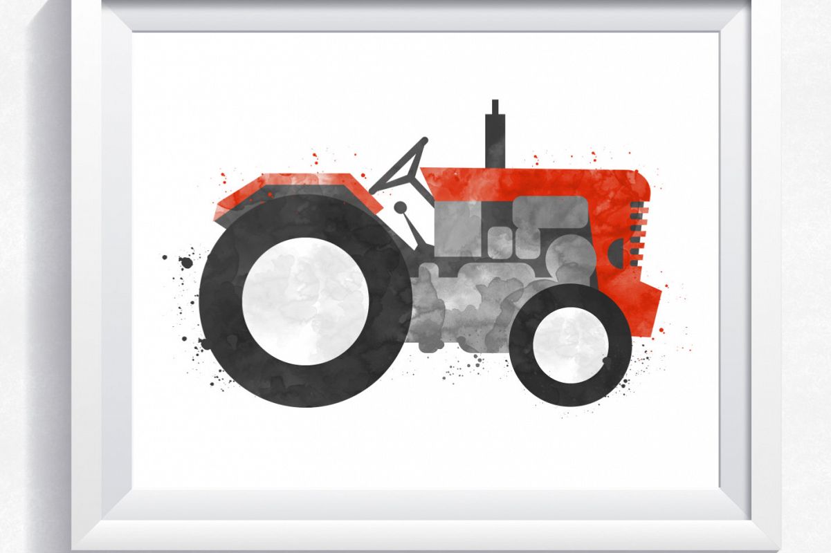 1201x800 Watercolor Tractor Printable, Tractor Wall Art, Printable Tractor