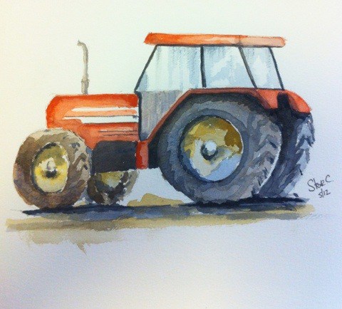 480x434 Watercolour Tractor Steve Crowther