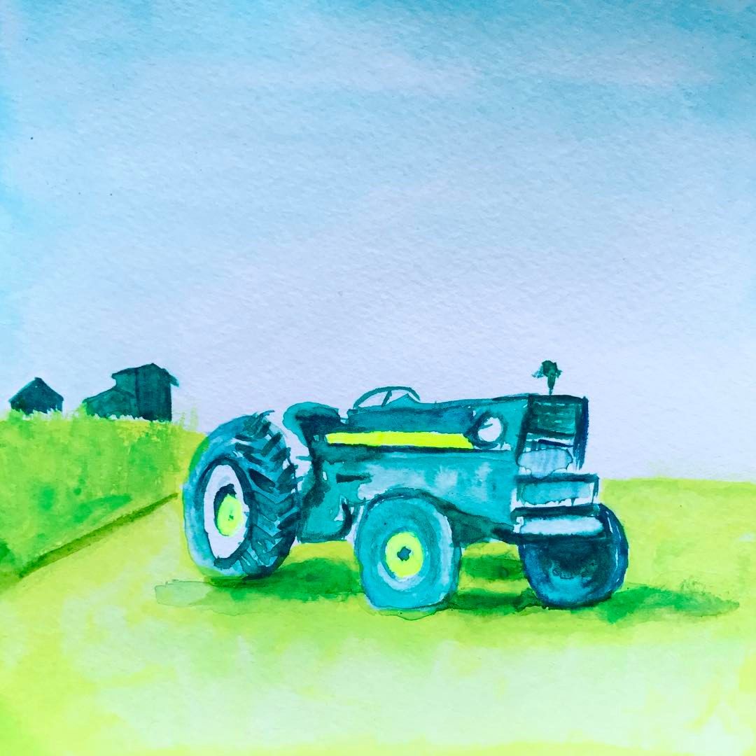 1080x1080 Blue Tractor Watercolor By @colorbrightly On Instagram Art