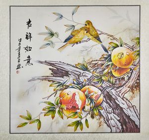 300x282 26 Silk Brocade Traditional Chinese Painting Watercolor Bird