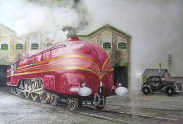 375x254 Original Train Watercolor Paintings For Sale Saatchi Art