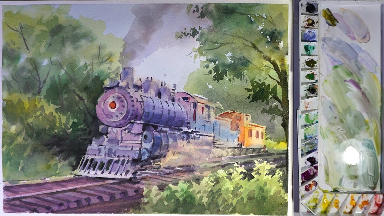 1280x720 How To Paint Old Train Engine In Watercolor