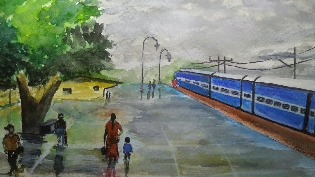 1280x720 How To Paint Railway Scene In Watercolor