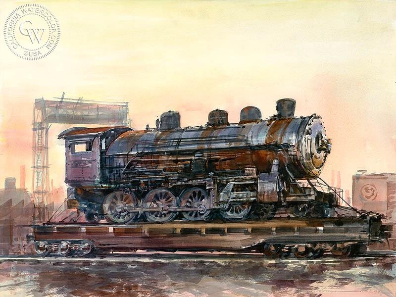 800x600 Nite Train, Art By David Solomon California Watercolor