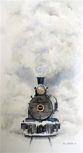 273x500 Steam Train Landscapes Watercolor, Paintings And