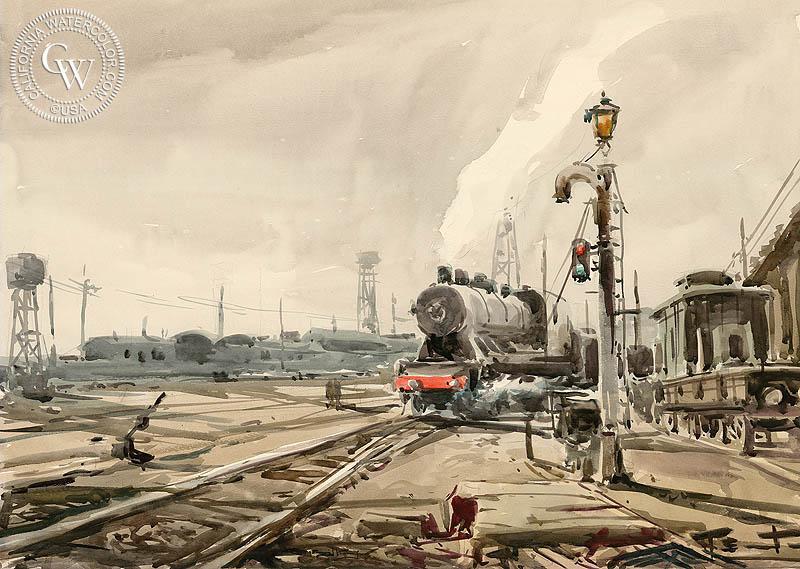 800x569 Train Yard, A Watercolor Painting By Emil Kosa Jr. California