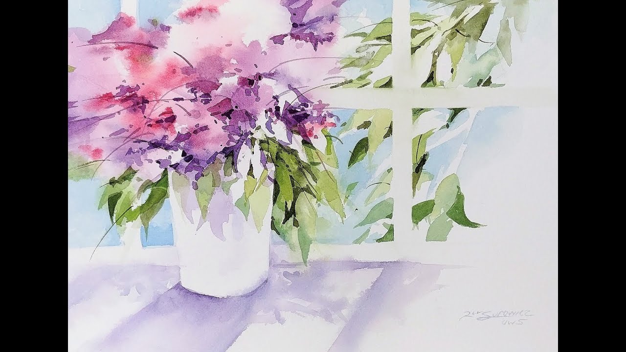1280x720 Transparent Watercolor Negative Painting Demonstration Through