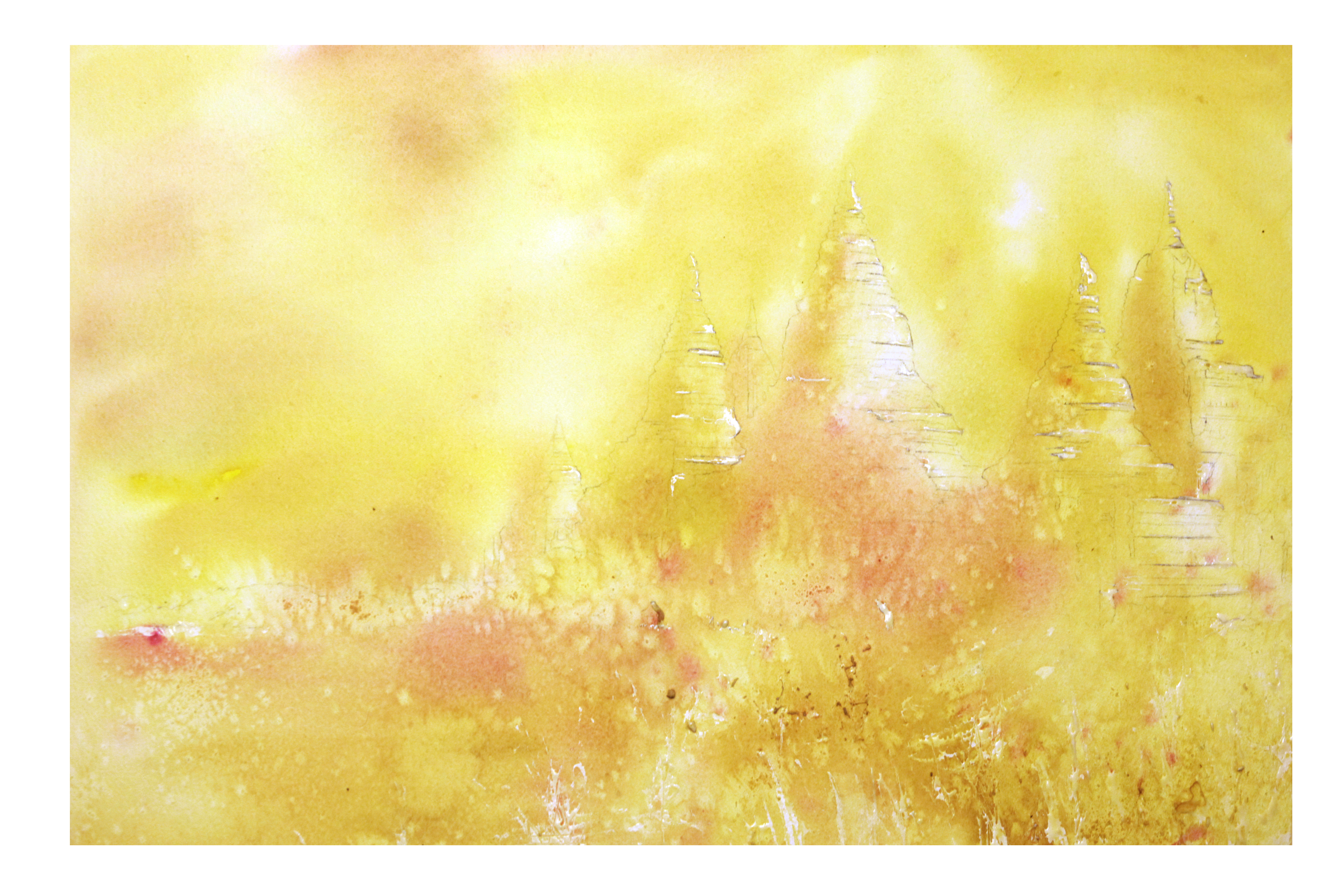 5616x3744 Watercolor Demonstration Asian Ruins