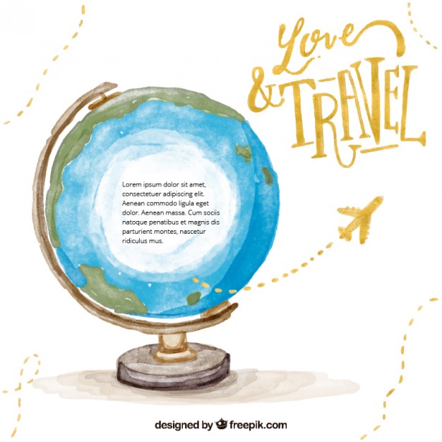 626x626 Travel Around The World Watercolor Background Vector Free Download