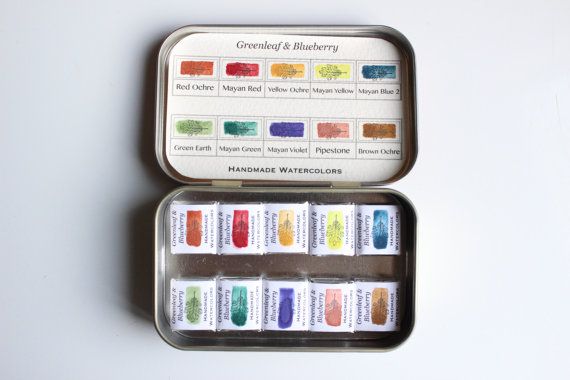 570x380 Travel Watercolor Set In Altoids Tin, 10 Color Landscape Palette