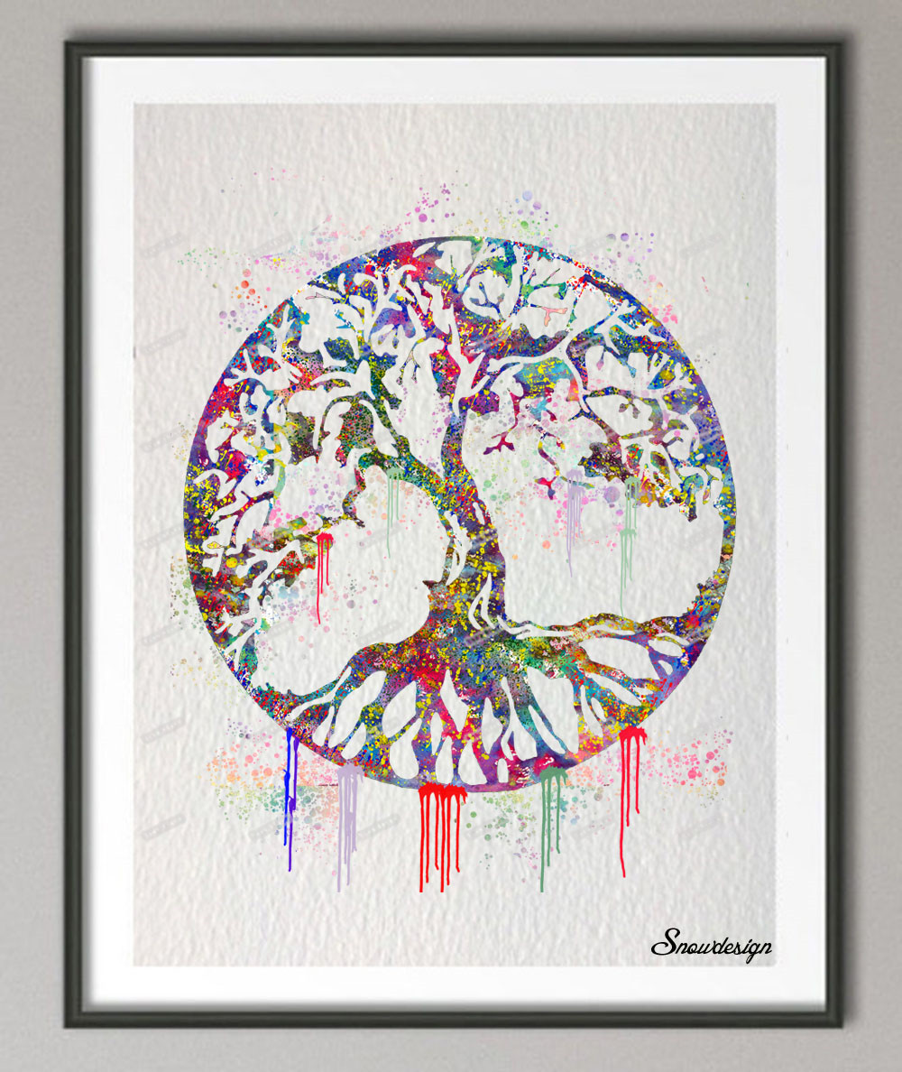 1000x1188 Diy Original Watercolor Round Tree Of Life Canvas Painting Wall