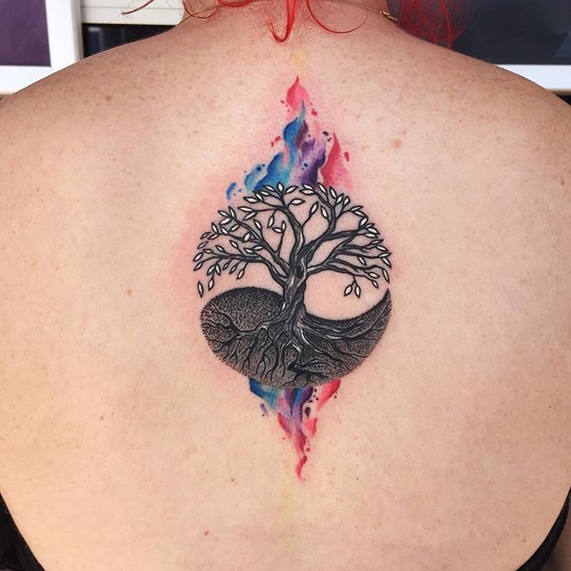 640x640 25 Creative Tree Watercolor Tattoo Ideas Tattoozza