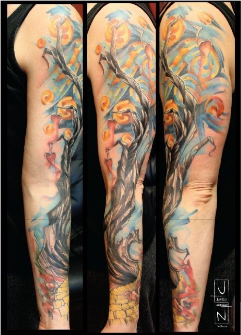 497x689 Stylish Tree Of Life Watercolor Tattoo On Arm For Girls Search
