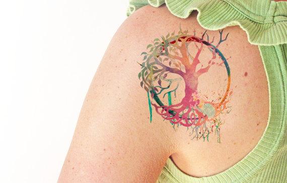 570x364 Tree Of Life Watercolor Temporary Tattoo Etsy