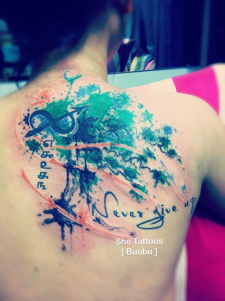 720x963 Vintage Tree Of Life Watercolor Tattoo On Shoulder Blade For Girls