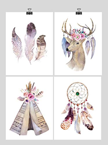 373x500 Boho Tribal Watercolor Nursery Wall Art Print Set Of 4