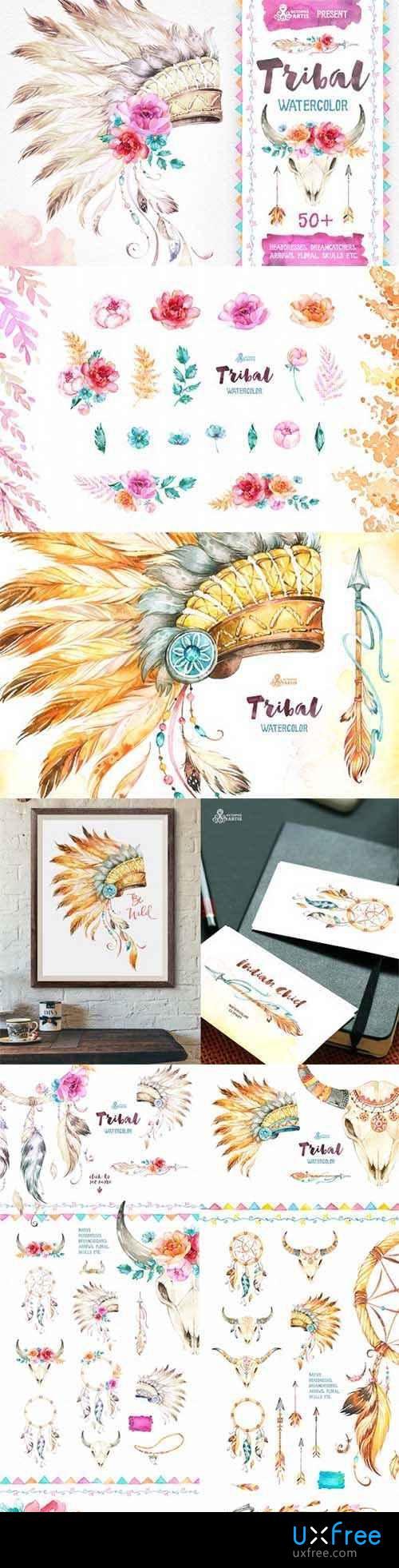 500x1962 Tribal. Watercolor Collection 723880