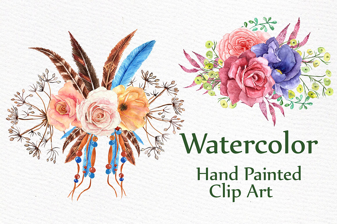 1160x772 Watercolor Tribal Set