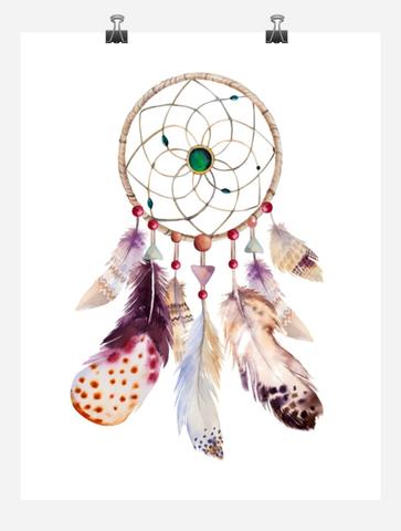 363x480 Boho Dreamcatcher Tribal Watercolor Nursery Wall Art Print